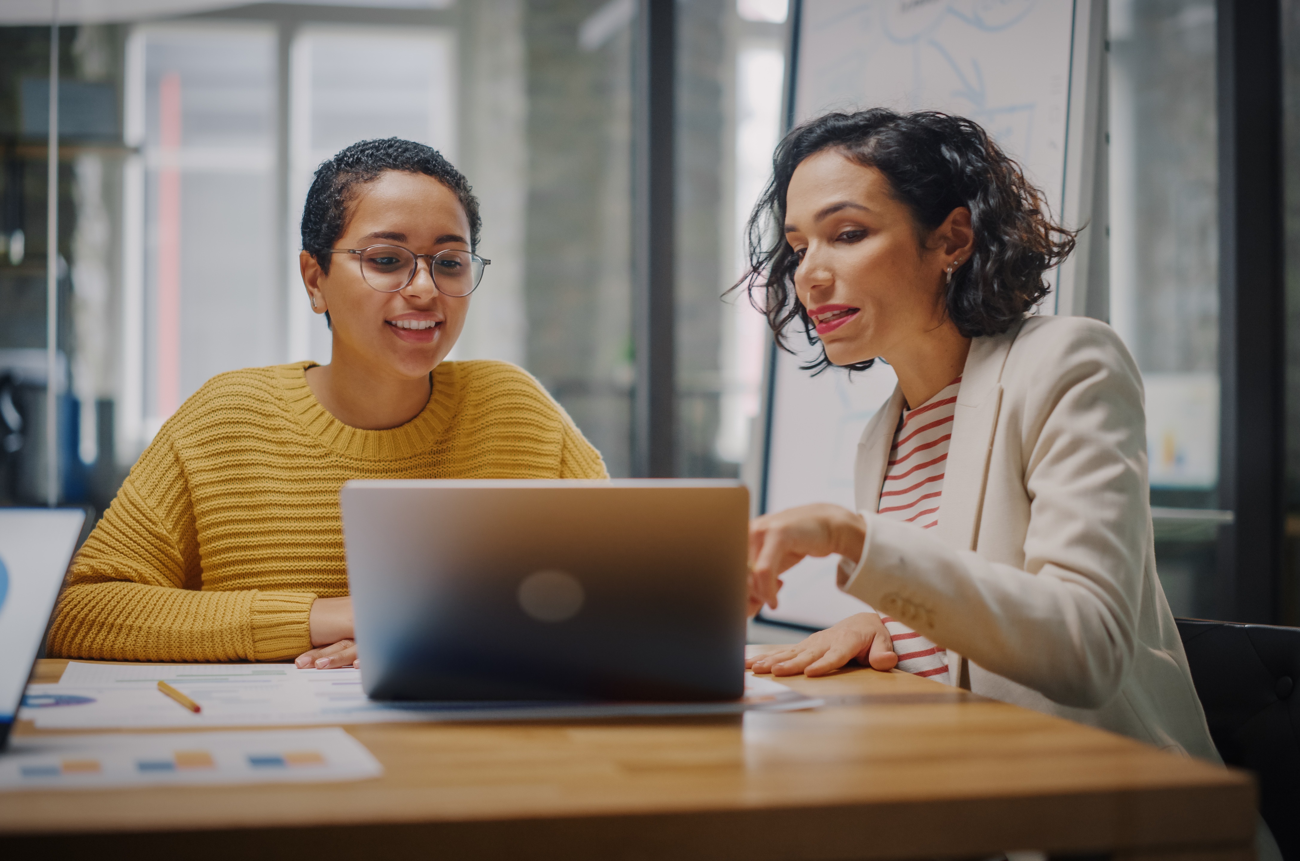 Businesspeople having a conversation